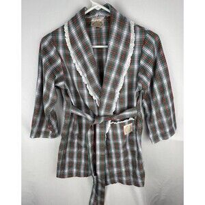 The Beaufort Bonnet Company Girl Blaylock Bath Robe Size 8 Eyelet Trim Plaid $60